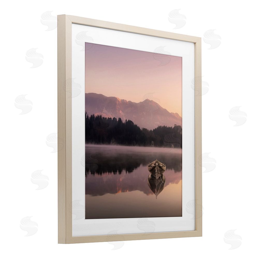Marcus Prime Tranquil Lake Sunsets Brown Framed Print Under Glass Wall Art