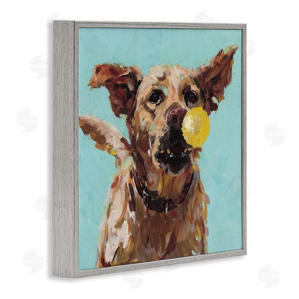 Studio Bautista Dog Playing with Ball Gray Framed Giclee Print Wall Art