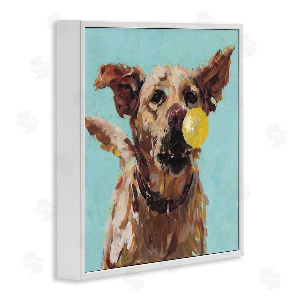 Studio Bautista Dog Playing with Ball White Framed Giclee Print Wall Art