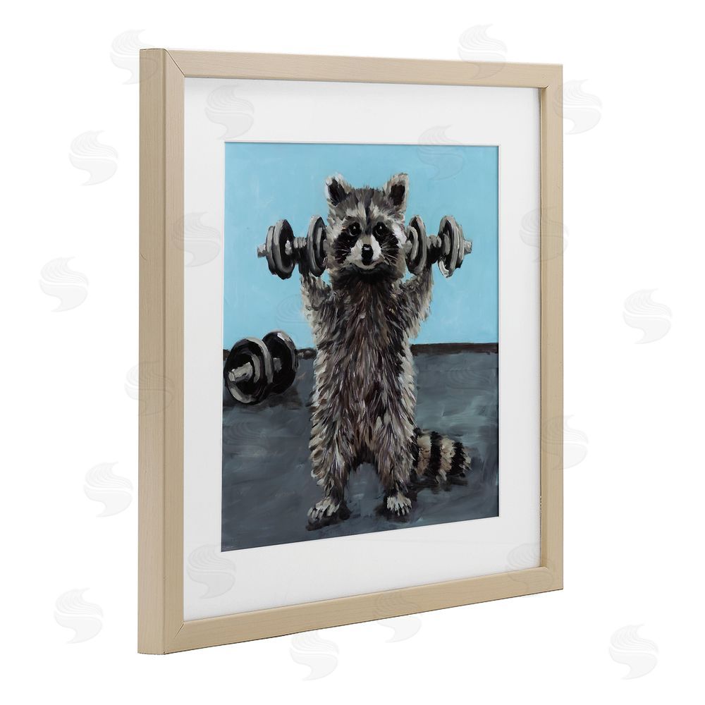 Studio Bautista Fitness Raccoon with Weights Brown Framed Print Under Glass Wall Art