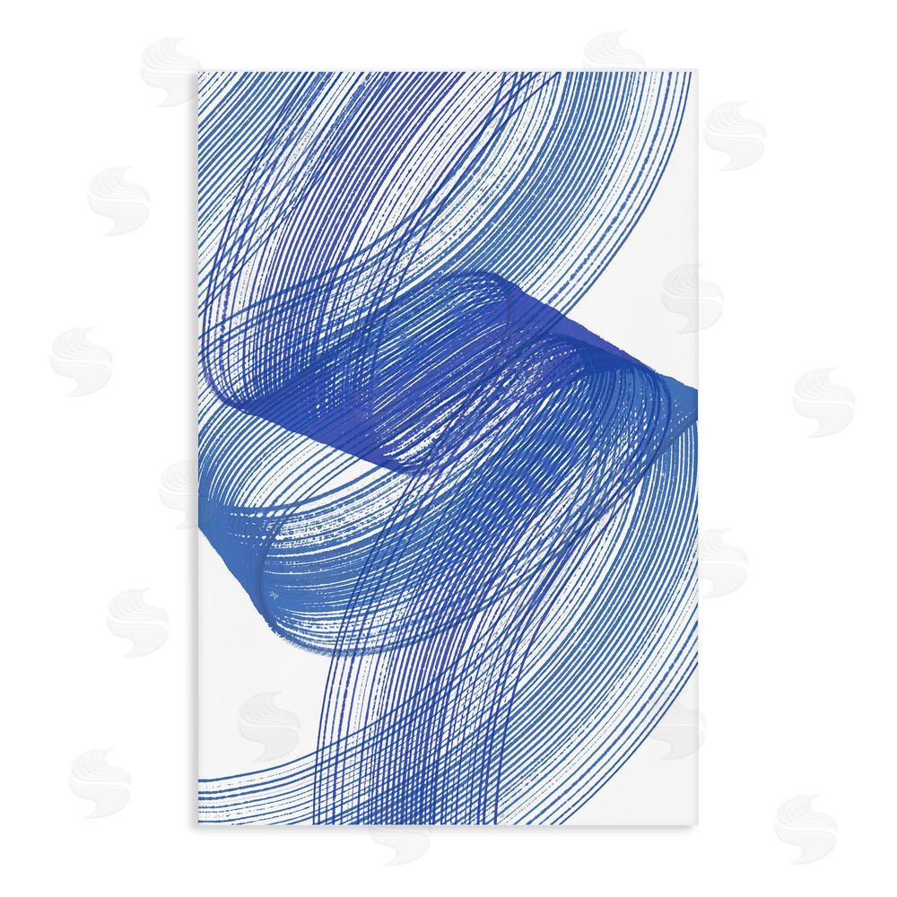 Martina Pavlova Blue Lines Flowing In Motion Stretched Canvas Wall Art Print