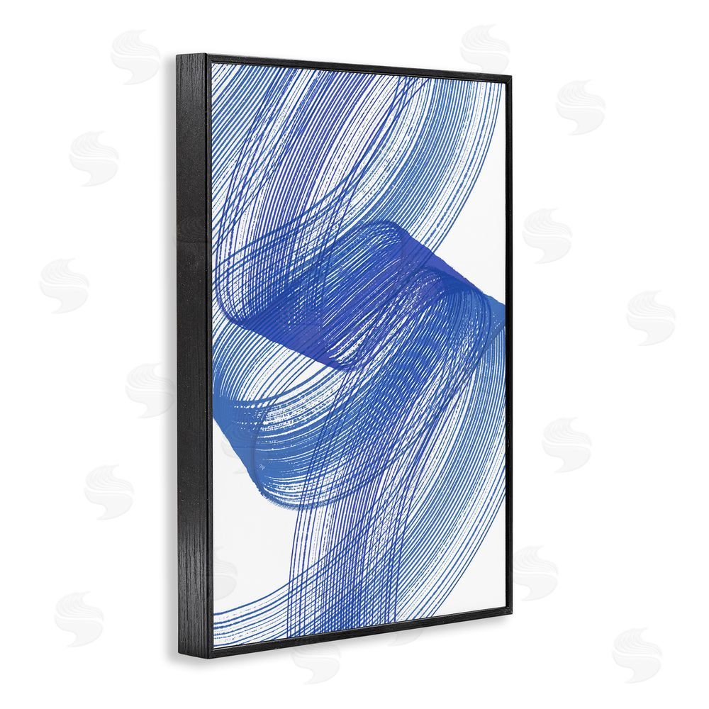Martina Pavlova Blue Lines Flowing In Motion Black Framed Giclee Wall Art Print