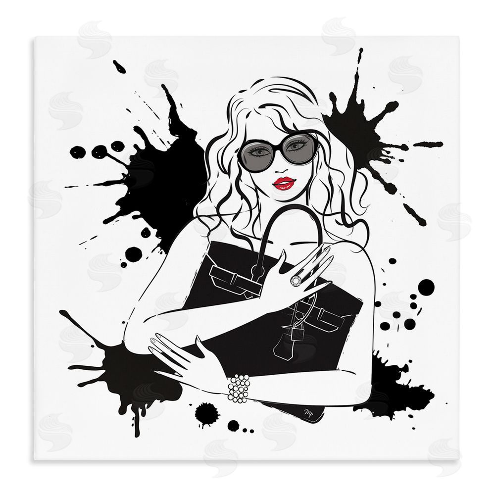 Martina Pavlova Black Bag Elegance & Glamour Stretched Canvas Wall Art Print