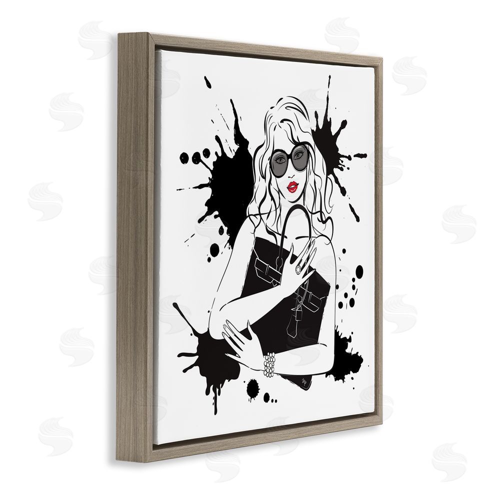 Martina Pavlova Black Bag Elegance & Glamour Brown Floating Frame Stretched Canvas Wall Art Print