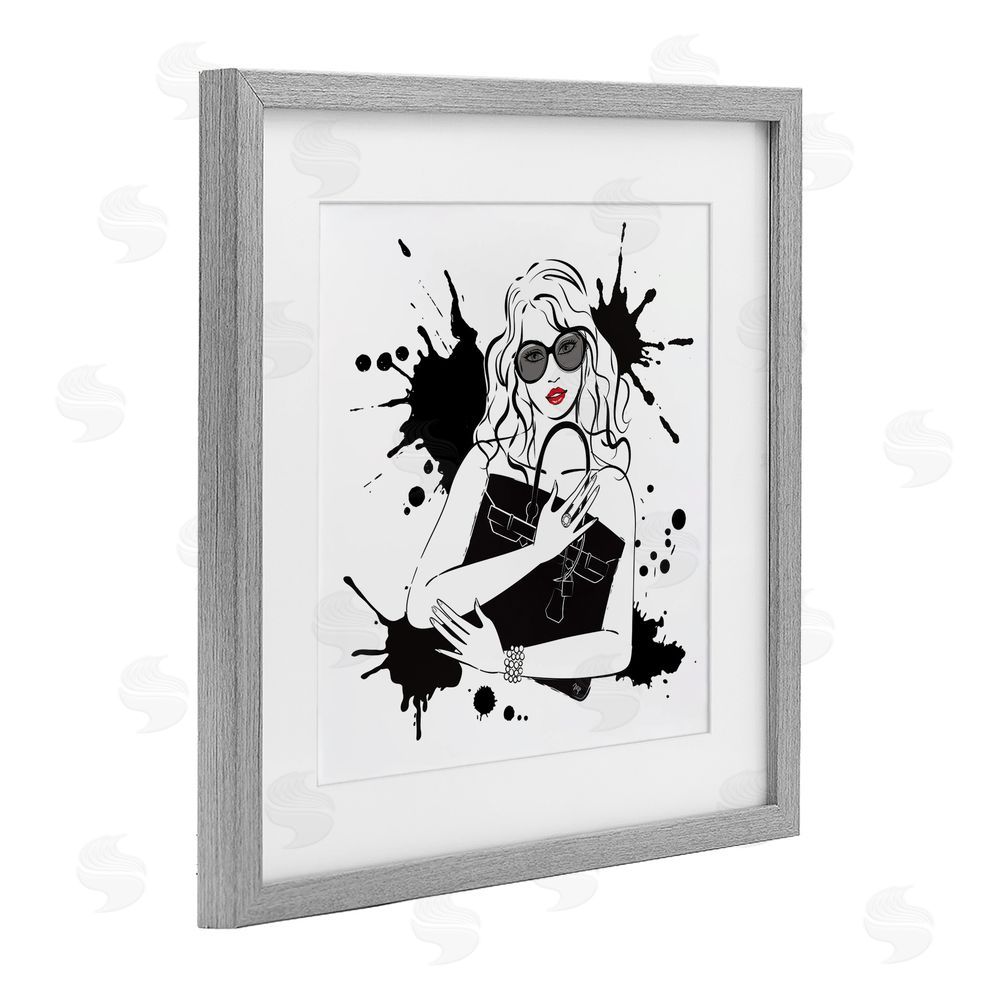 Martina Pavlova Black Bag Elegance & Glamour Gray Framed Print Under Glass with Matting Wall Art