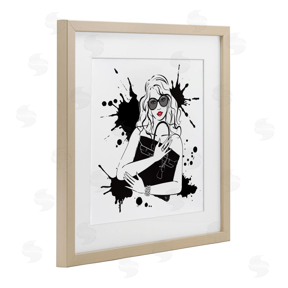 Martina Pavlova Black Bag Elegance & Glamour Brown Framed Print Under Glass with Matting Wall Art
