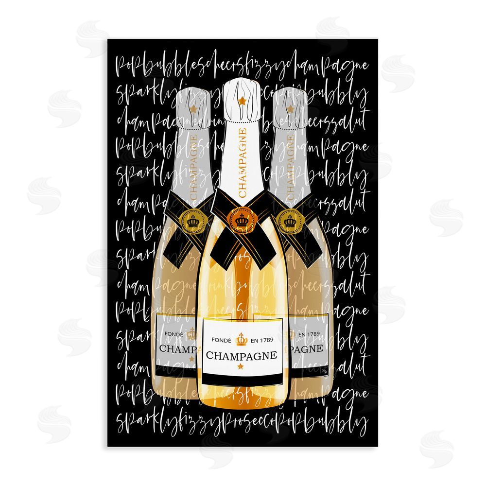 Martina Pavlova Triple Champagne Bottle Love Stretched Canvas Wall Art Print