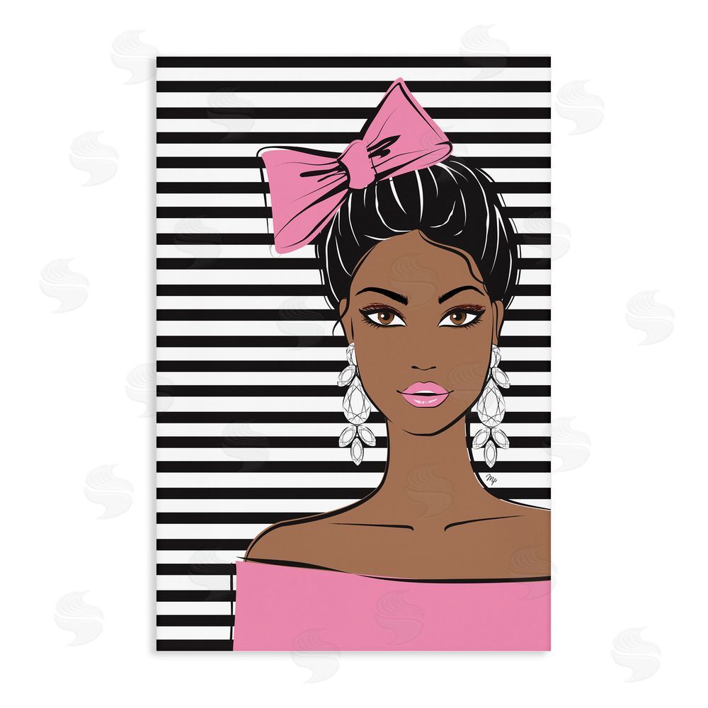Martina Pavlova Girl with Bow & Jewel Earrings Stretched Canvas Wall Art