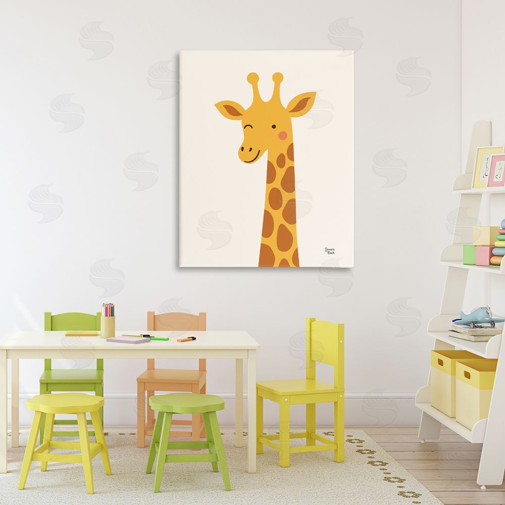 Jessica Beck Winky Giraffe Portrait Stretched Canvas Wall Art Print in Room