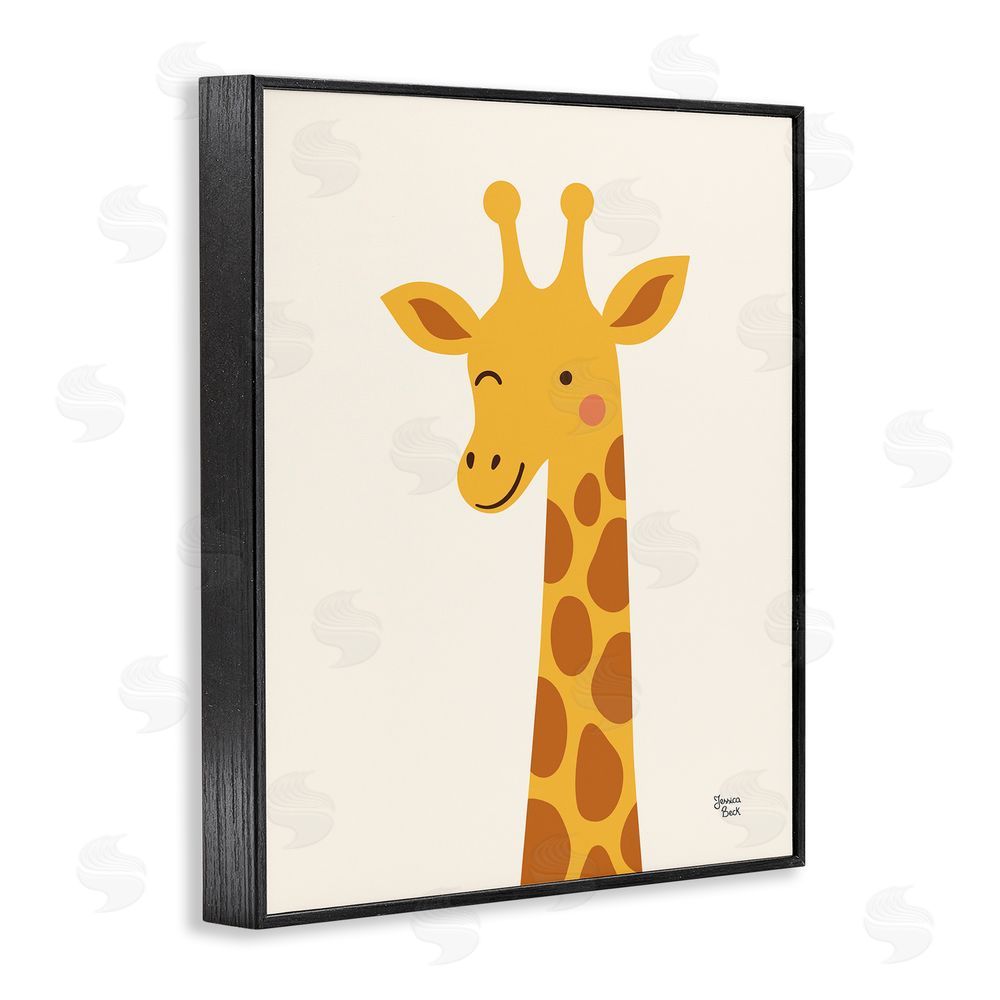 Jessica Beck Winky Giraffe Portrait Black Framed Giclee Wall Art Print