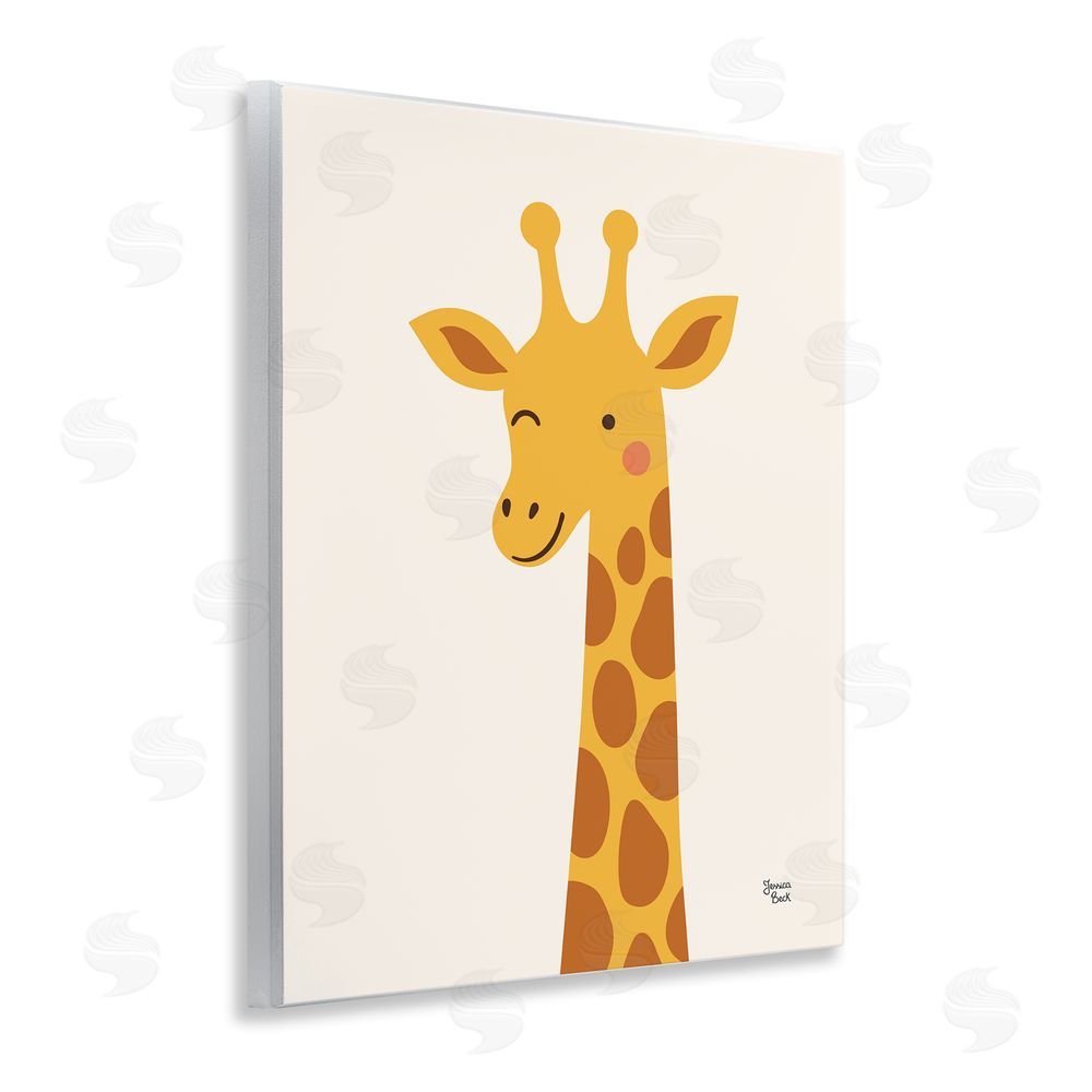 Jessica Beck Winky Giraffe Portrait Wall Plaque Art Print with White Foil Wrap