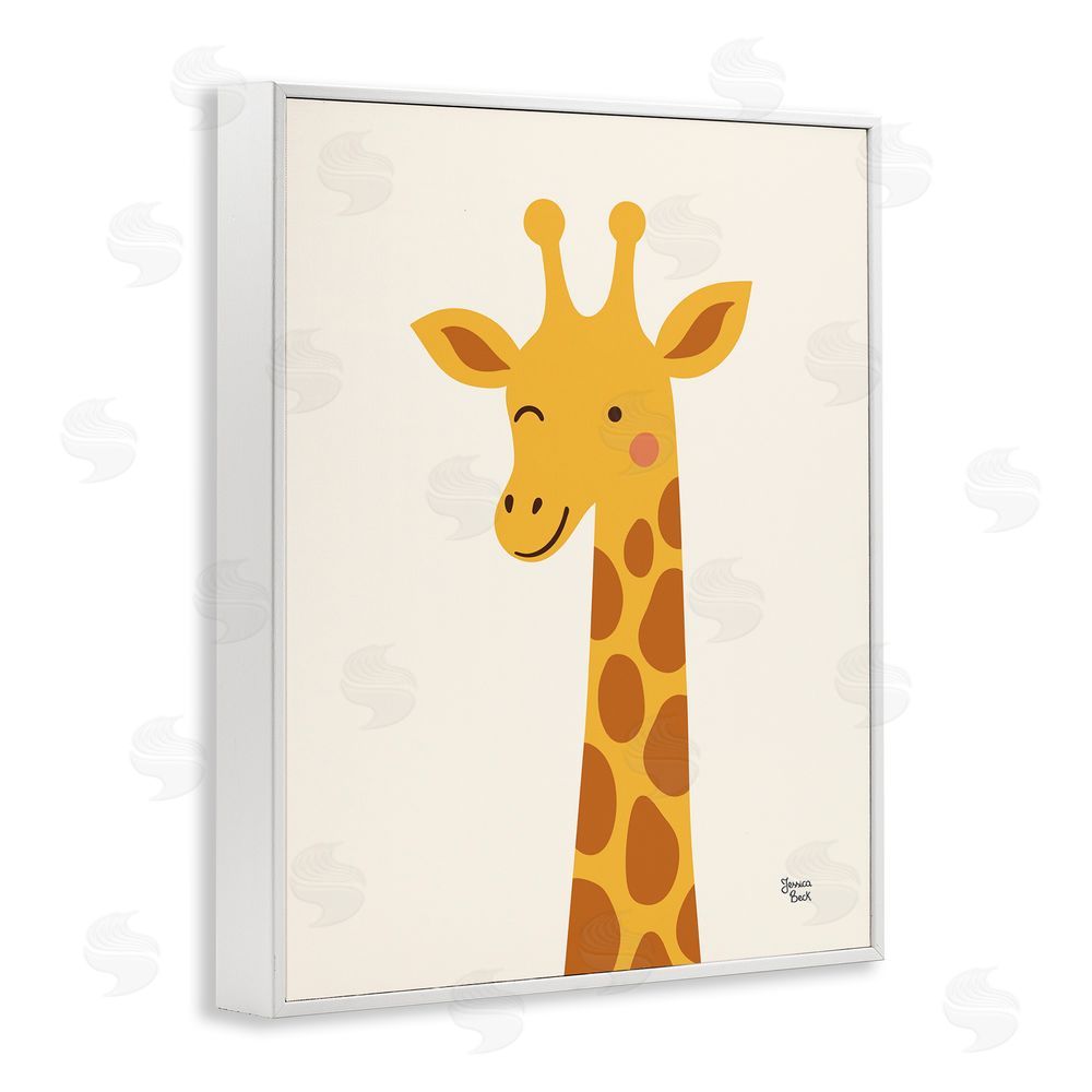 Jessica Beck Winky Giraffe Portrait White Framed Giclee Wall Art Print