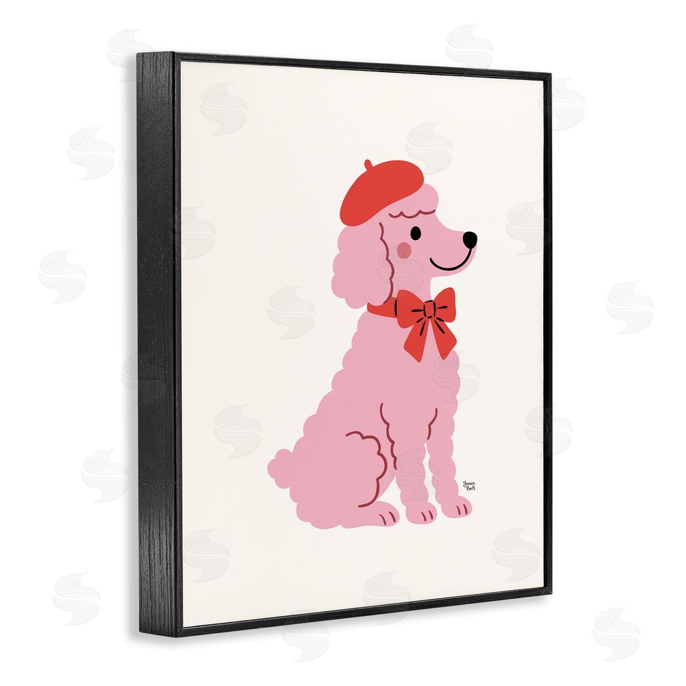 Jessica Beck French Poodle in Beret Black Framed Giclee Print Wall Art