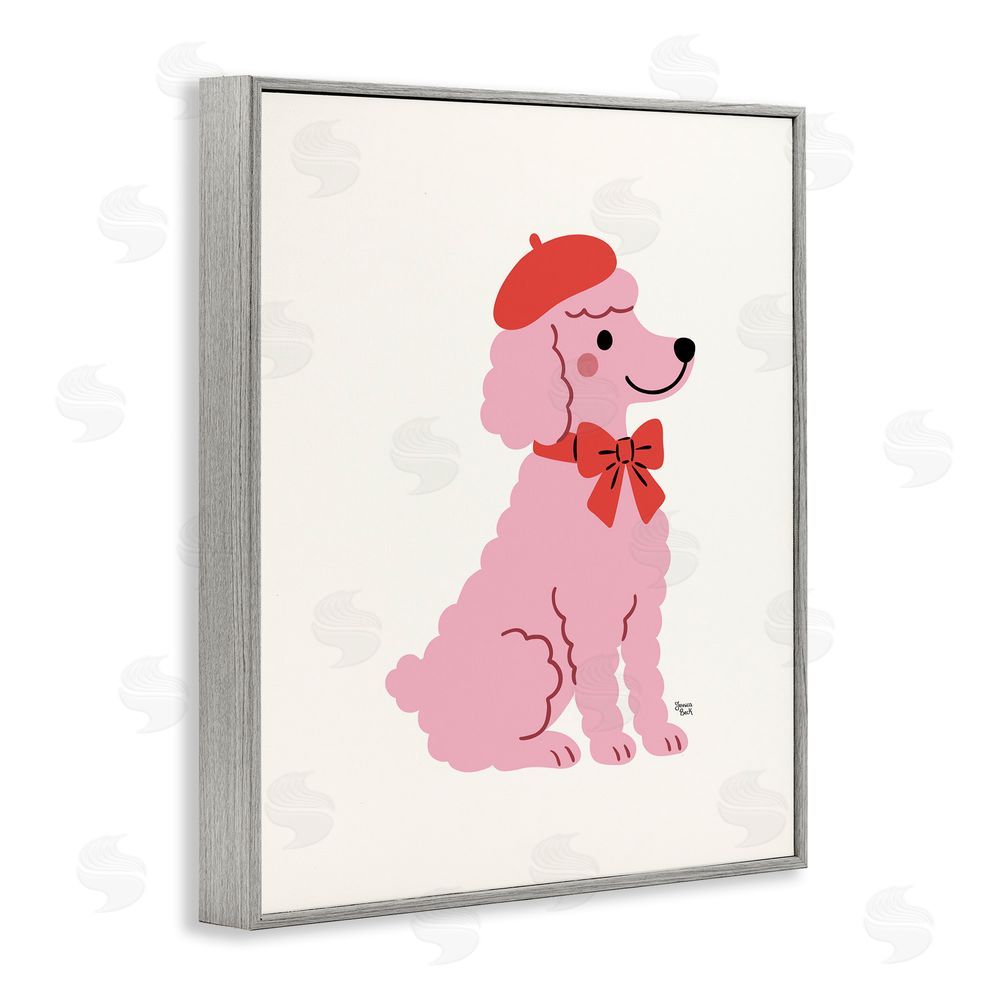 Jessica Beck French Poodle in Beret Gray Framed Giclee Print Wall Art