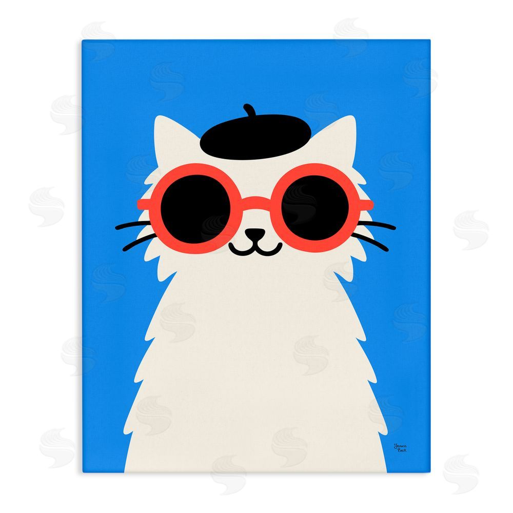 Jessica Beck Stylish French Cat Stretched Canvas Wall Art Print
