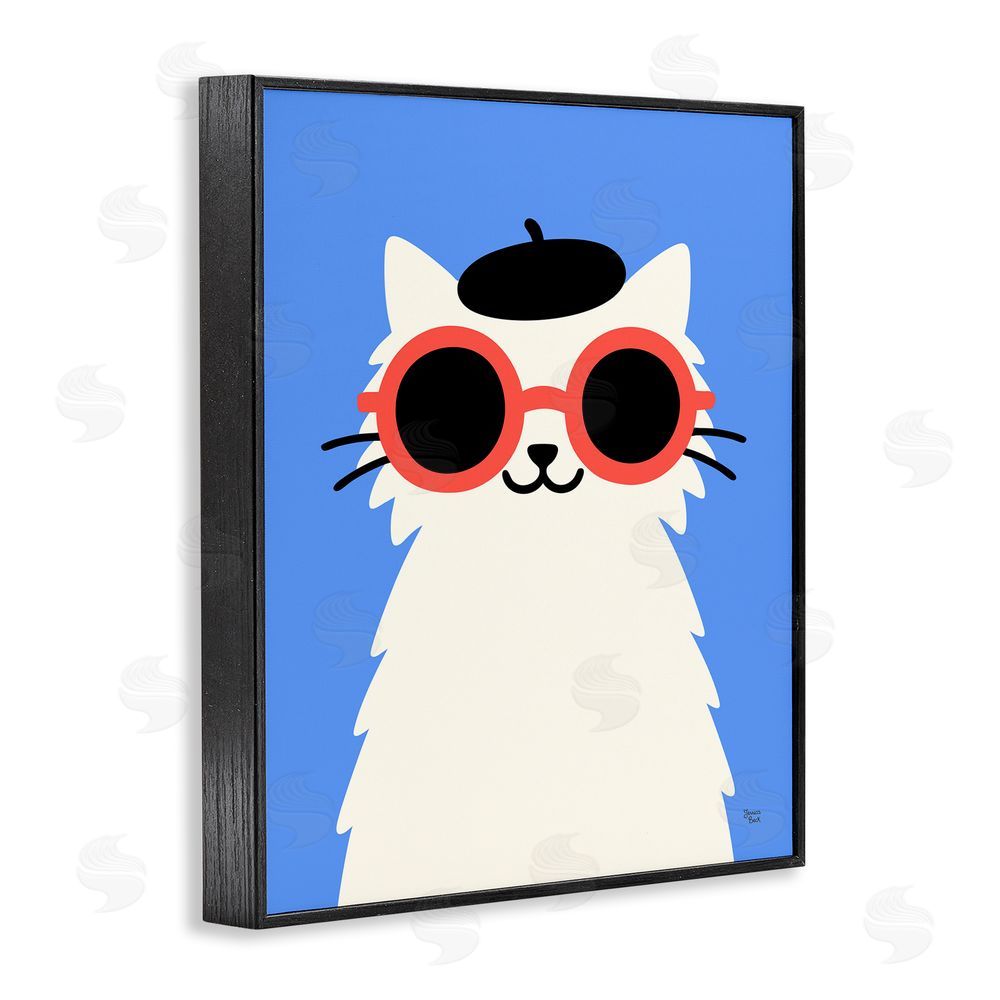 Jessica Beck Stylish French Cat Black Framed Giclee Print Wall Art