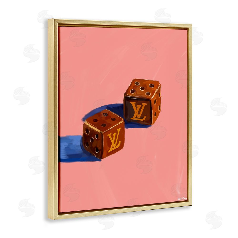 Amelia Noyes Fashion Brand Dice Gold Floating Frame Canvas Wall Art