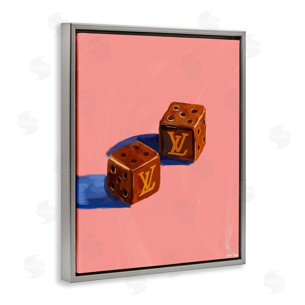 Amelia Noyes Fashion Brand Dice Gray Floating Frame Canvas Wall Art
