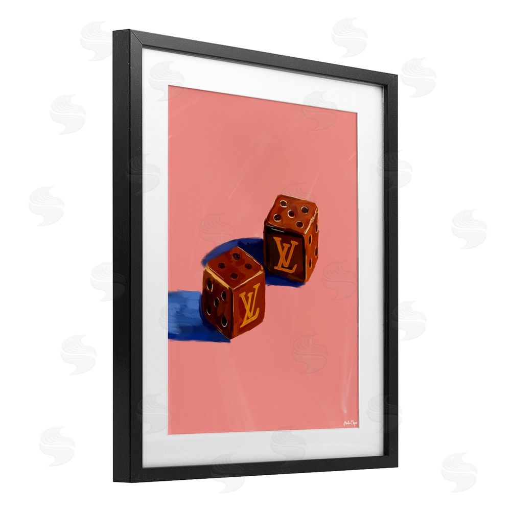 Amelia Noyes Fashion Brand Dice Black Framed Print Under Glass with Mat Wall Art