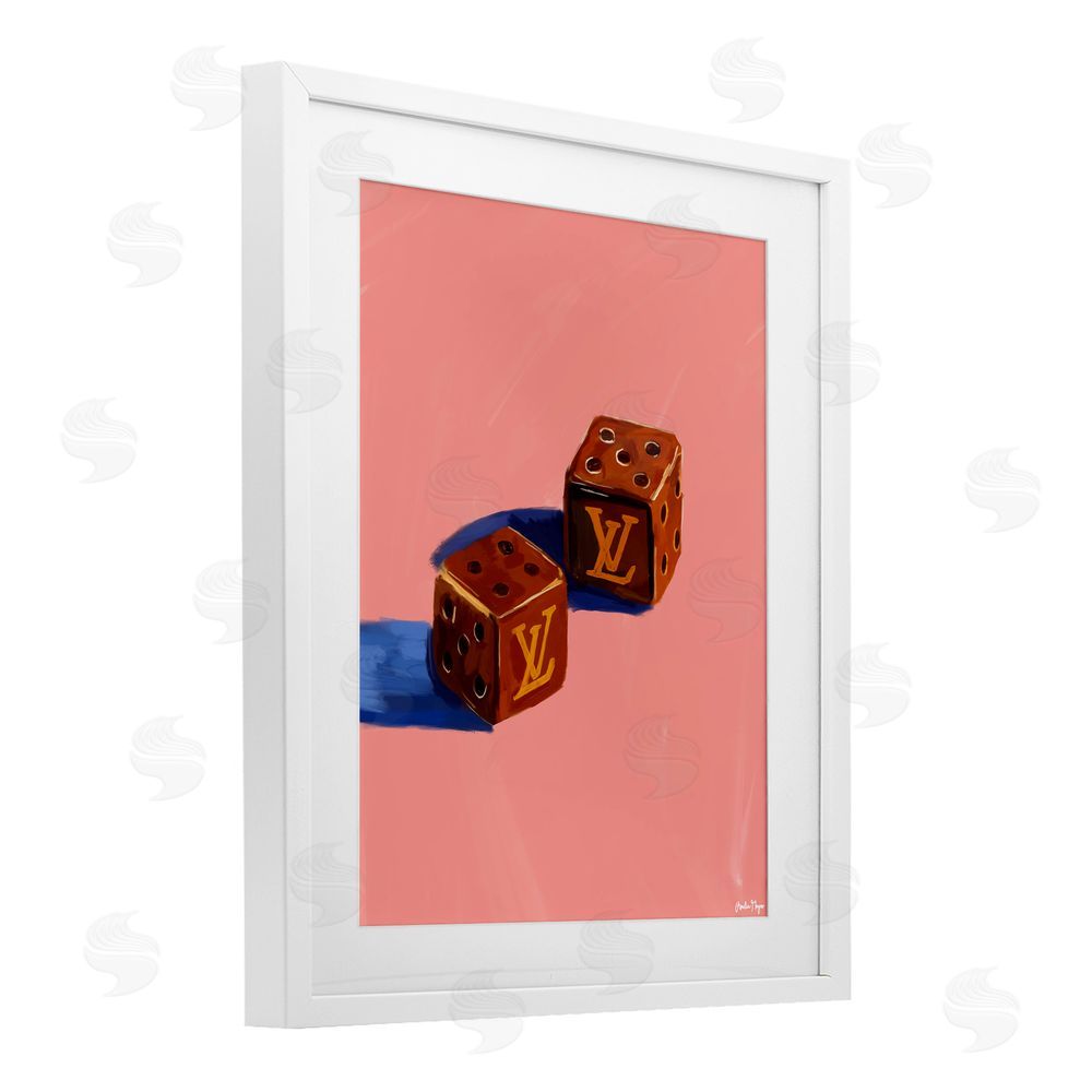 Amelia Noyes Fashion Brand Dice White Framed Print Under Glass with Mat Wall Art