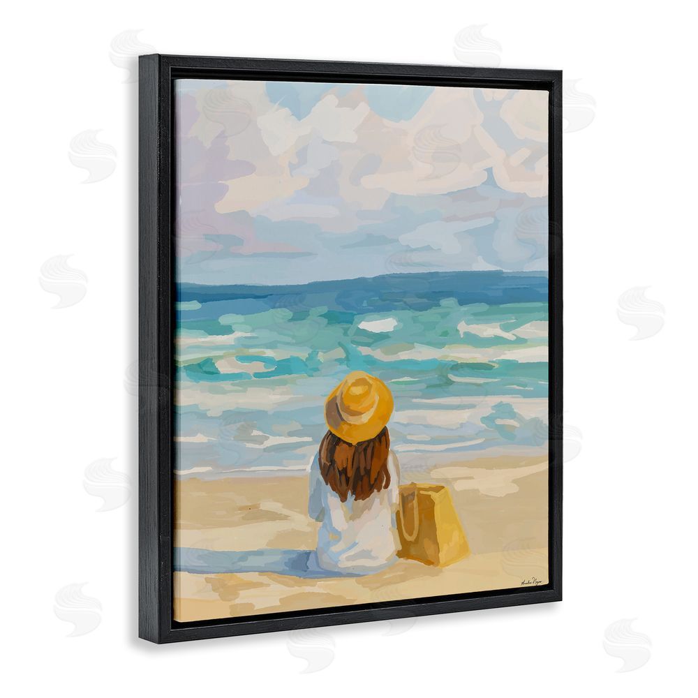 Amelia Noyes Peaceful At The Beach Black Floating Frame Canvas Wall Art Print