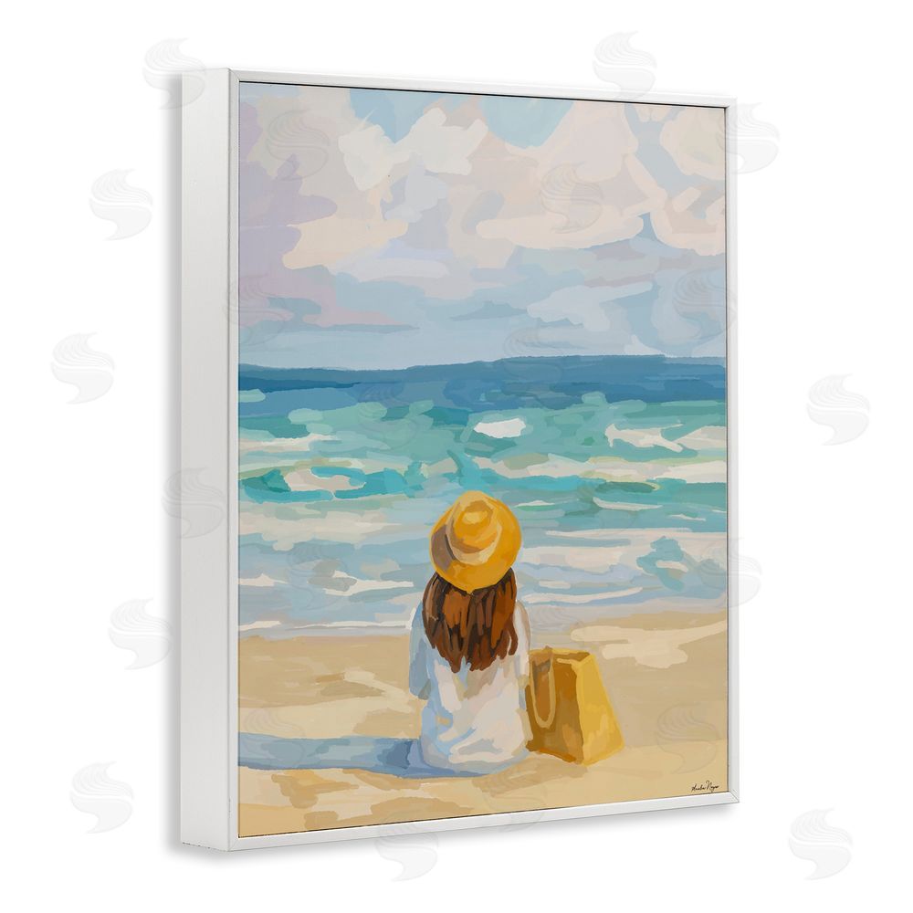 Amelia Noyes Peaceful At The Beach White Framed Giclee Wall Art Print