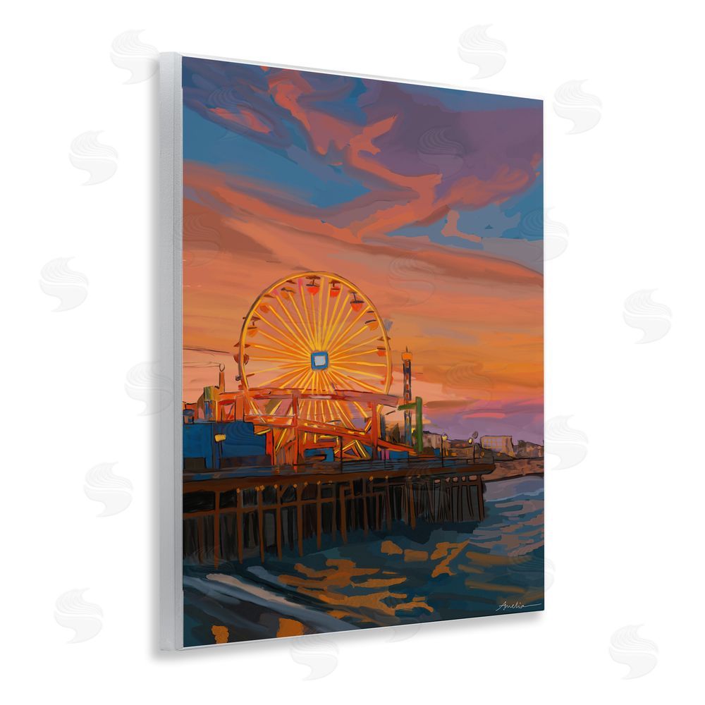 Amelia Noyes Santa Monica Pier Sunset Wall Plaque Art Print
