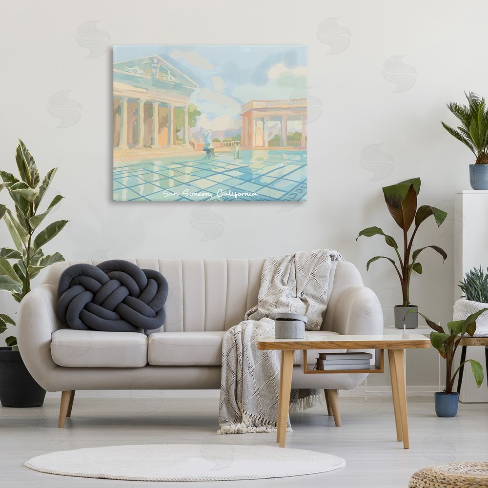 Amelia Noyes San Simeon California Stretched Canvas Wall Art Print in Room