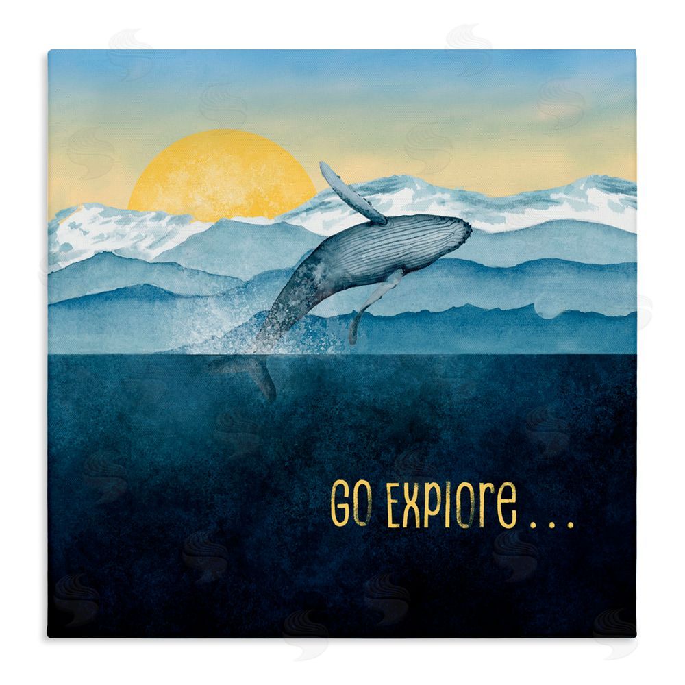 Brett Blumenthal Go Explore Whale Breach Stretched Canvas Wall Art Print