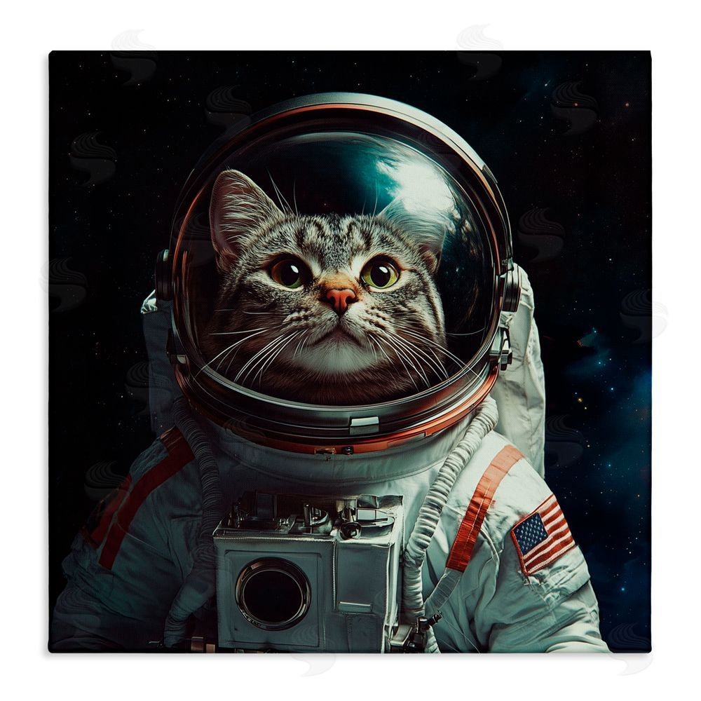 Jim Baldwin Catstronaut Cat Astronaut Stretched Canvas Wall Art Print
