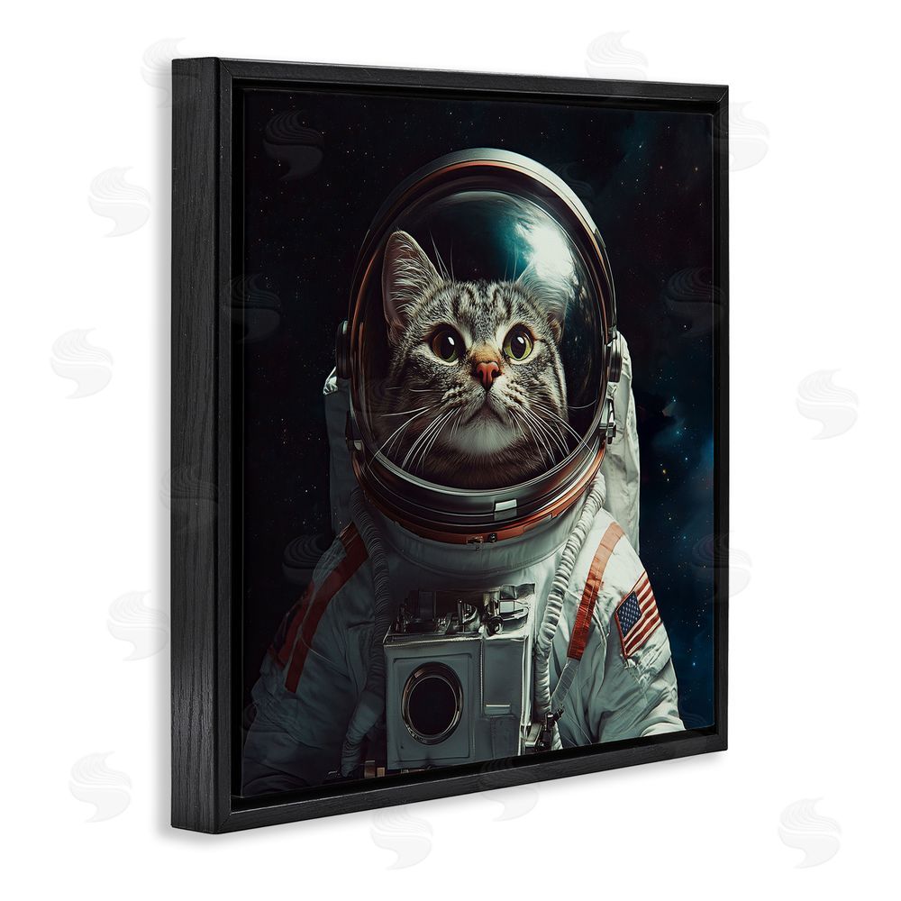 Jim Baldwin Catstronaut Cat Astronaut Black Floating Frame Canvas Wall Art Print