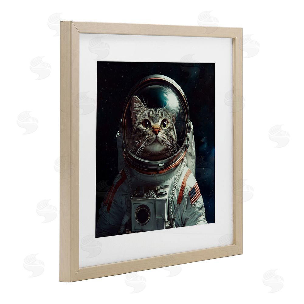 Jim Baldwin Catstronaut Cat Astronaut Brown Framed Print Under Glass Wall Art