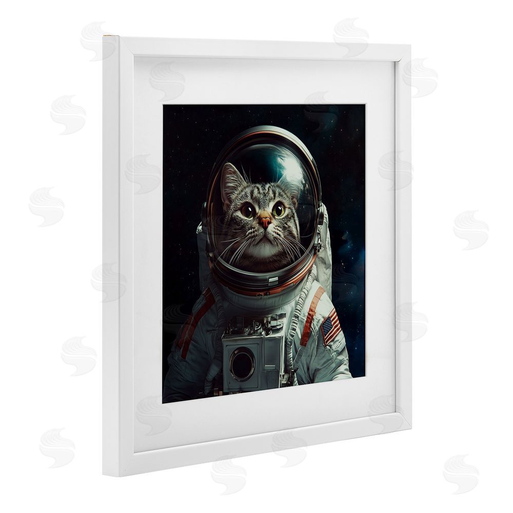 Jim Baldwin Catstronaut Cat Astronaut White Framed Print Under Glass Wall Art