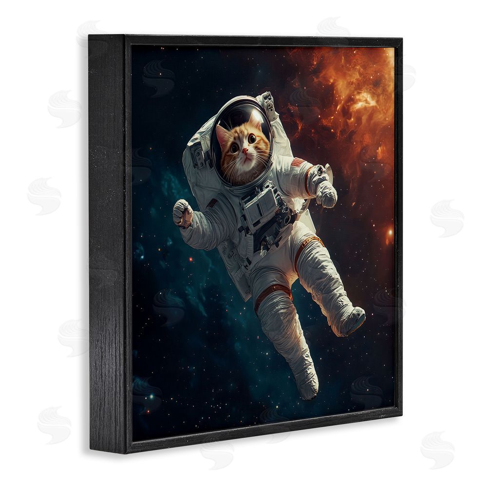 Jim Baldwin Interstellar Cat Astronaut Black Framed Giclee Print Wall Art