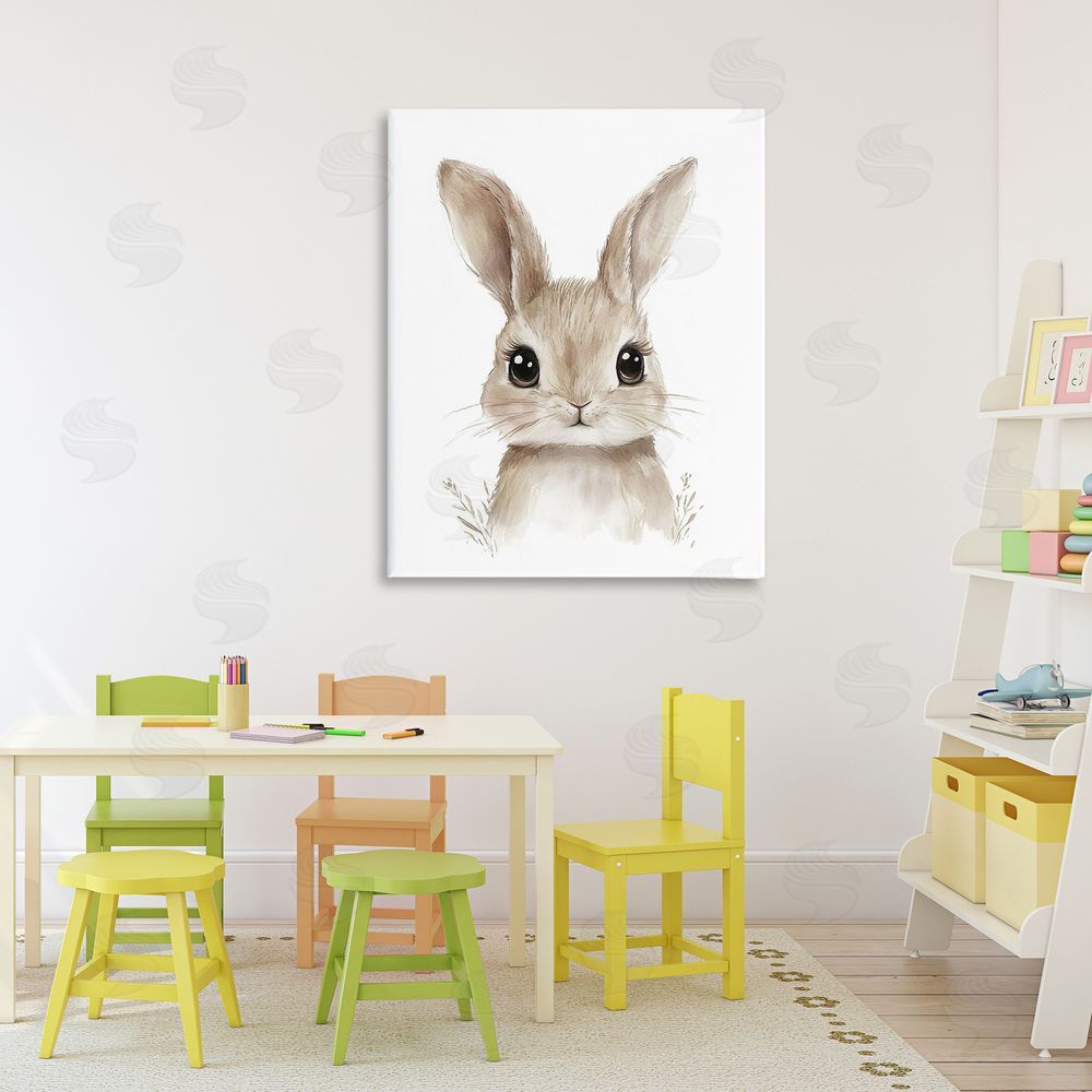 Ramona Murdock Nursery Babies Bunny Stretched Canvas Wall Art Print in Room