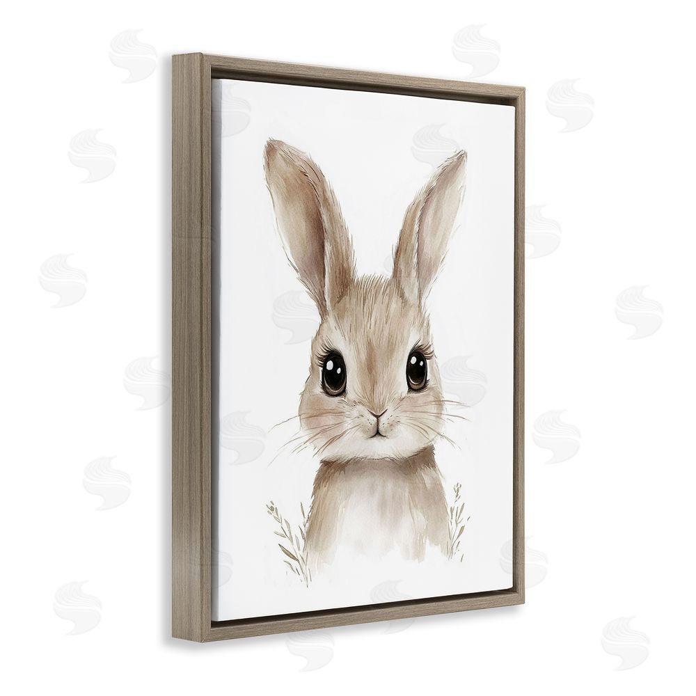 Ramona Murdock Nursery Babies Bunny Brown Floating Frame Canvas Wall Art Print