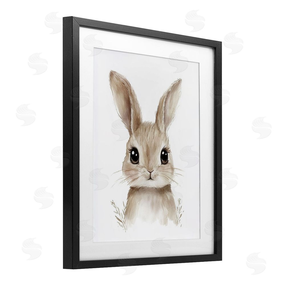 Ramona Murdock Nursery Babies Bunny Black Framed Print Under Glass Wall Art
