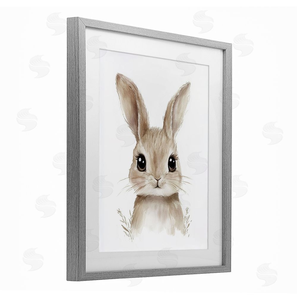 Ramona Murdock Nursery Babies Bunny Gray Framed Print Under Glass Wall Art