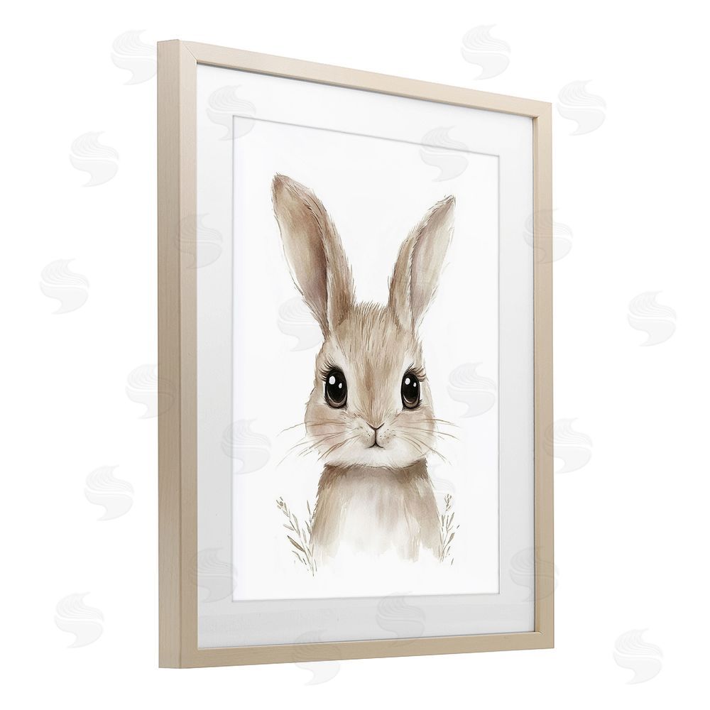 Ramona Murdock Nursery Babies Bunny Brown Framed Print Under Glass Wall Art