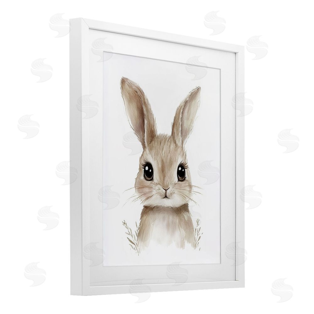 Ramona Murdock Nursery Babies Bunny White Framed Print Under Glass Wall Art