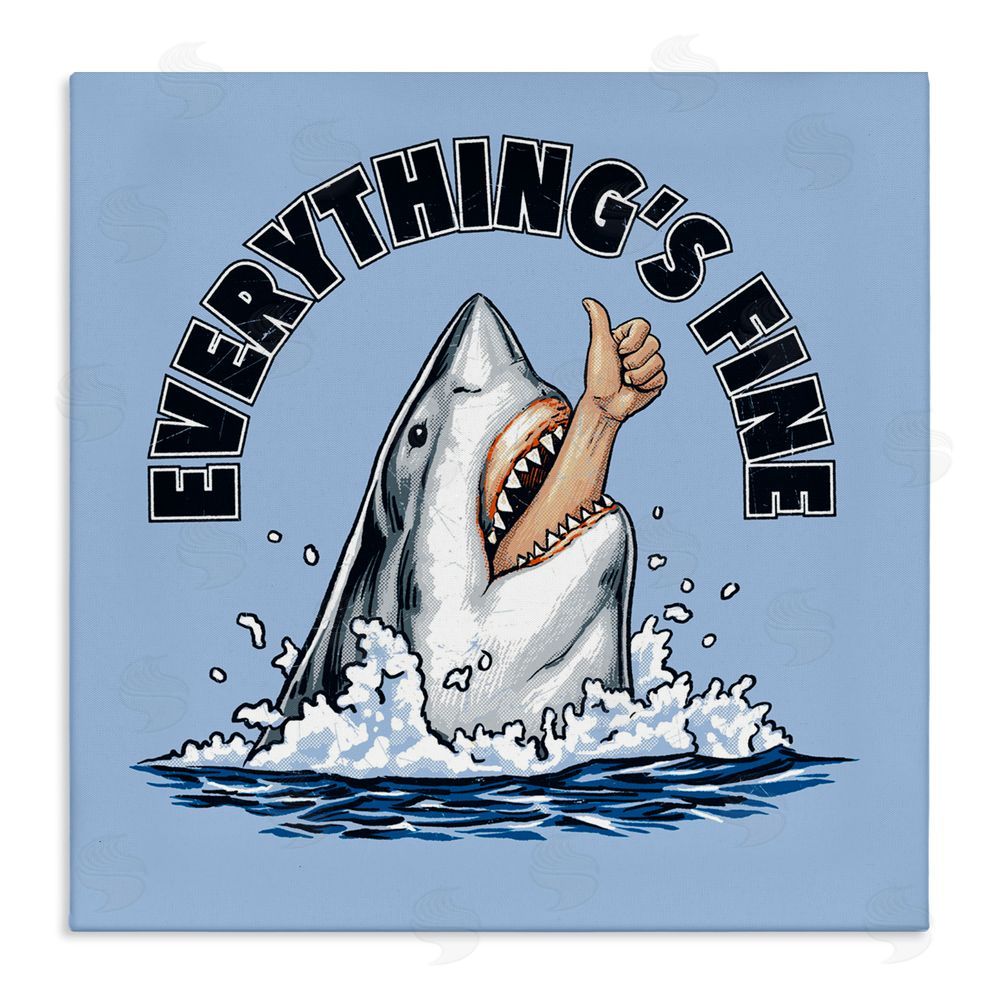Jedco Brands Inc. Everything's Fine Shark Bite Stretched Canvas Wall Art Print