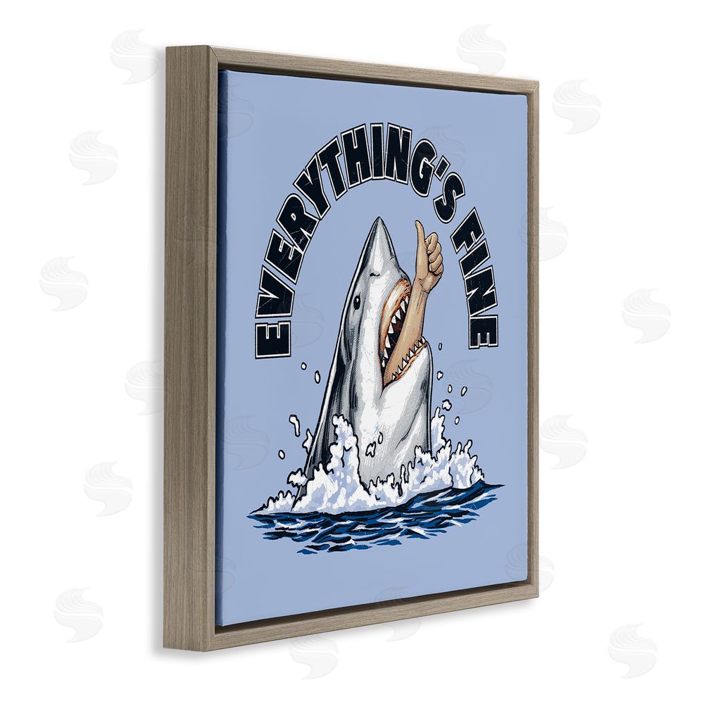Jedco Brands Inc. Everything's Fine Shark Bite Brown Floating Frame Canvas Wall Art Print