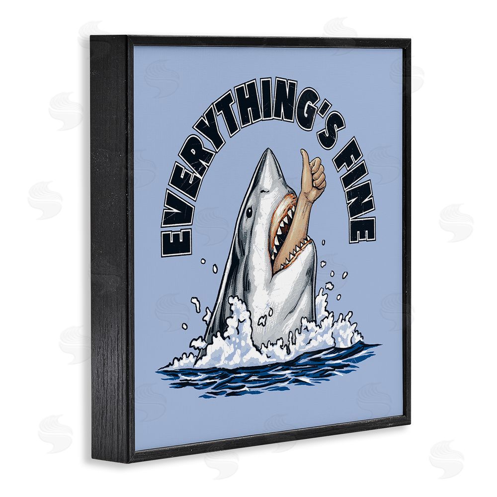 Jedco Brands Inc. Everything's Fine Shark Bite Black Framed Giclee Print Wall Art