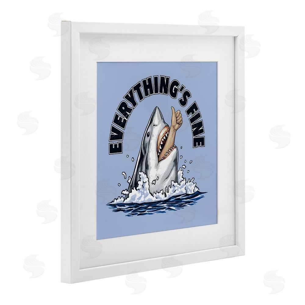 Jedco Brands Inc. Everything's Fine Shark Bite White Framed Print Under Glass Wall Art