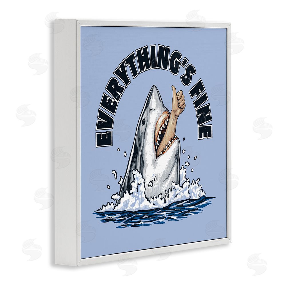 Jedco Brands Inc. Everything's Fine Shark Bite White Framed Giclee Print Wall Art