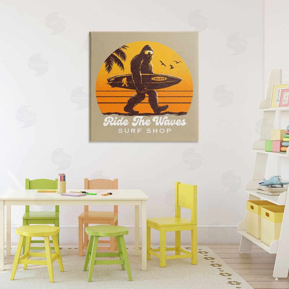 Jedco Brands Inc. Ride The Waves Surf Shop Stretched Canvas Wall Art Print in Room