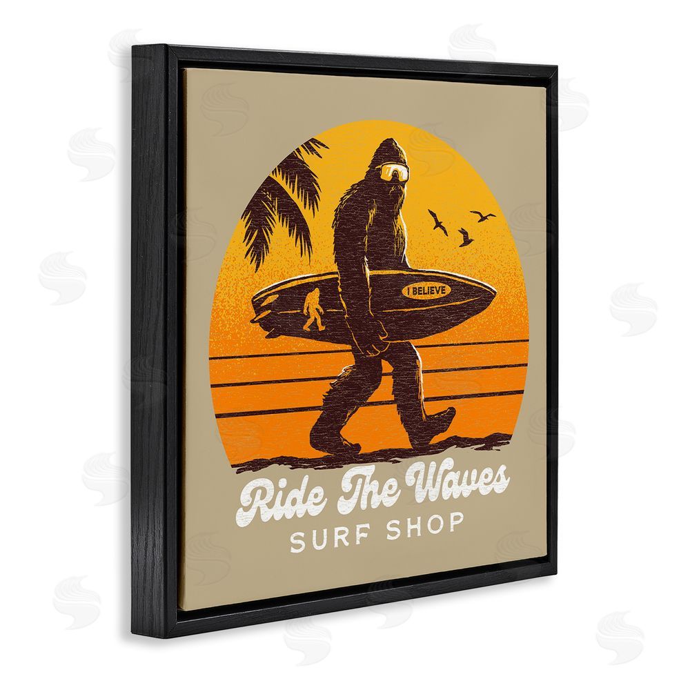 Jedco Brands Inc. Ride The Waves Surf Shop Black Floating Frame Canvas Wall Art Print