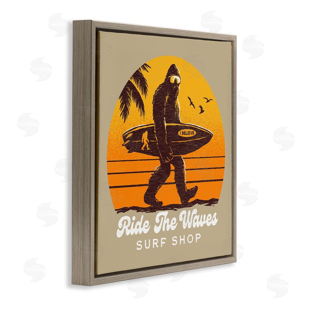 Jedco Brands Inc. Ride The Waves Surf Shop Brown Floating Frame Canvas Wall Art Print