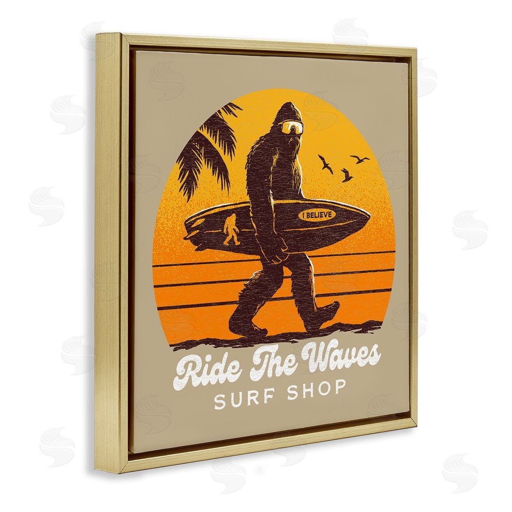 Jedco Brands Inc. Ride The Waves Surf Shop Gold Floating Frame Canvas Wall Art Print