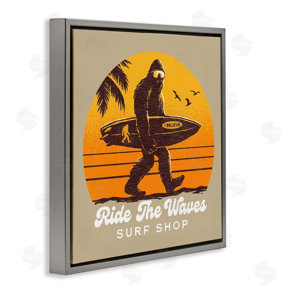 Jedco Brands Inc. Ride The Waves Surf Shop Gray Floating Frame Canvas Wall Art Print